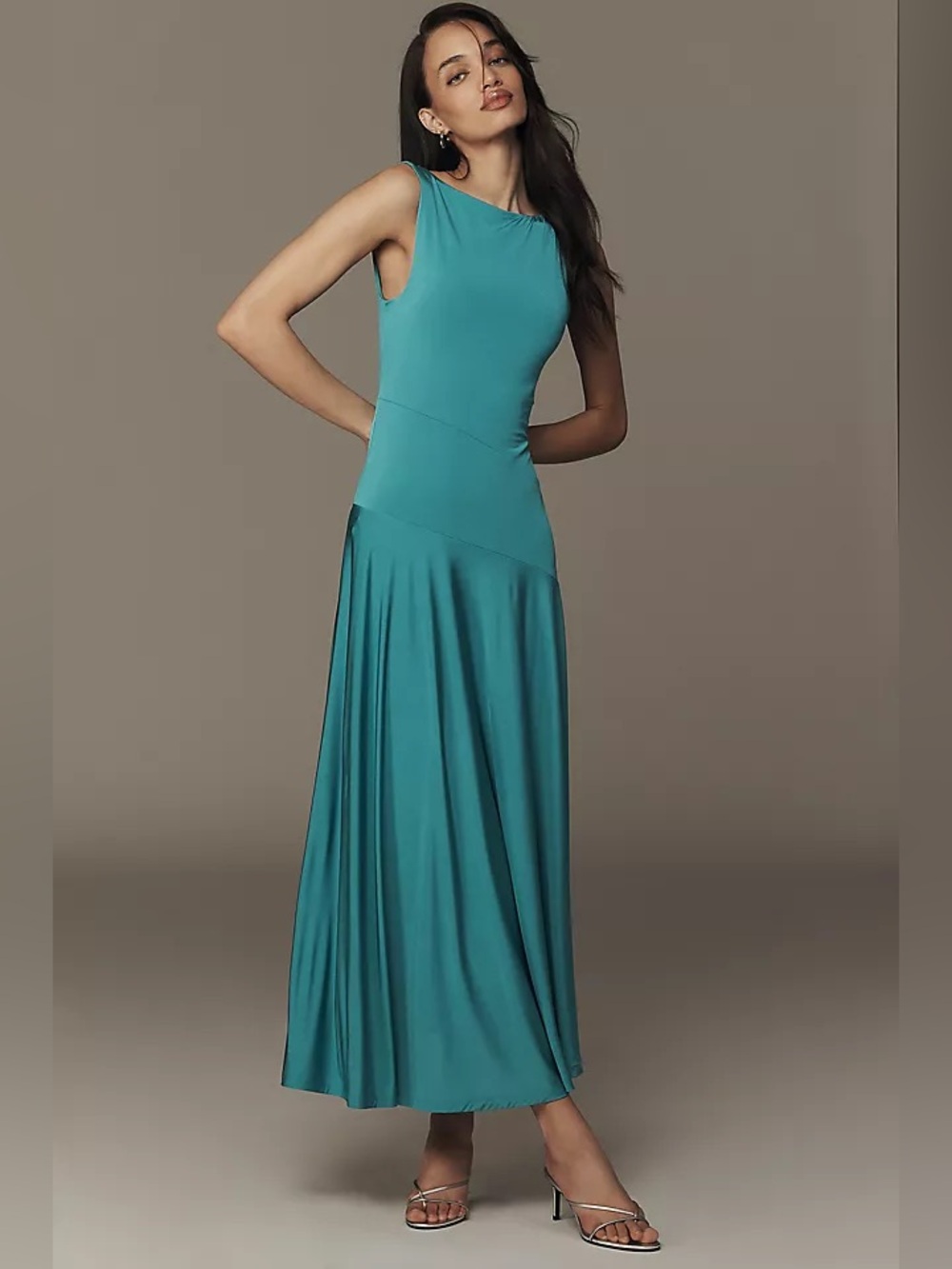 ✨ NWOT Anthropologie Sleeveless Boatneck Drop-Waist Maxi Dress Sz L